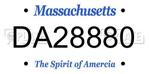 DA28880 Massachusetts License Plate