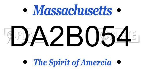 DA2B054 Massachusetts License Plate