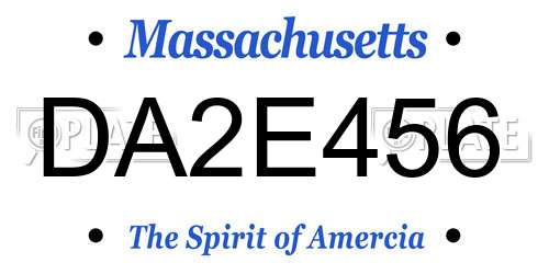 DA2E456 Massachusetts License Plate