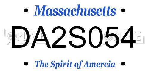 DA2S054 Massachusetts License Plate