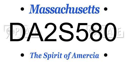 DA2S580 Massachusetts License Plate