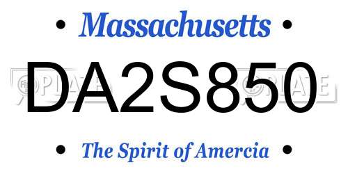 DA2S850 Massachusetts License Plate