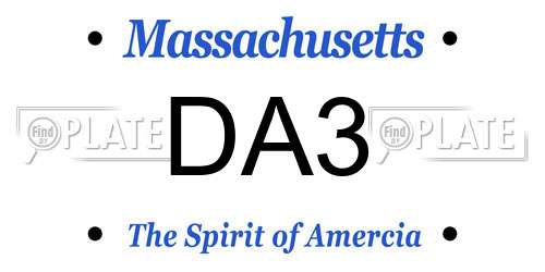 DA3 Massachusetts License Plate