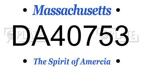 DA40753 Massachusetts License Plate