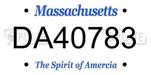 DA40783 Massachusetts License Plate