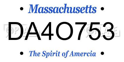 DA4O753 Massachusetts License Plate
