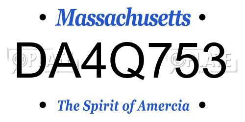 DA4Q753 Massachusetts License Plate