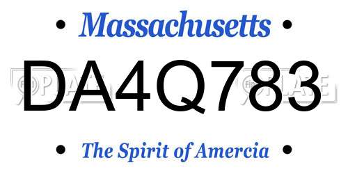 DA4Q783 Massachusetts License Plate