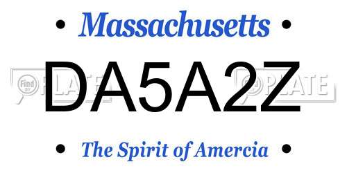 DA5A2Z Massachusetts License Plate