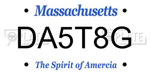 DA5T8G Massachusetts License Plate