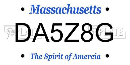DA5Z8G Massachusetts License Plate