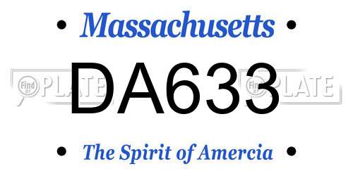 DA633 Massachusetts License Plate