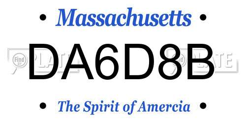 DA6D8B Massachusetts License Plate