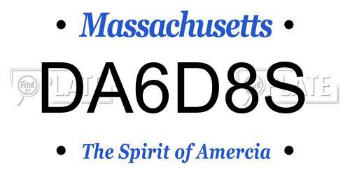 DA6D8S Massachusetts License Plate