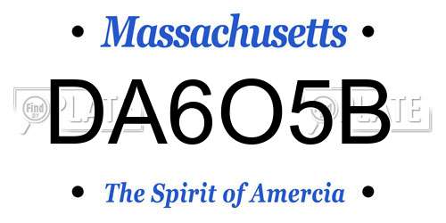 DA6O5B Massachusetts License Plate