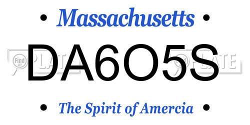 DA6O5S Massachusetts License Plate