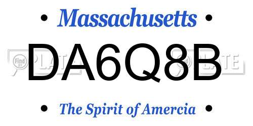 DA6Q8B Massachusetts License Plate