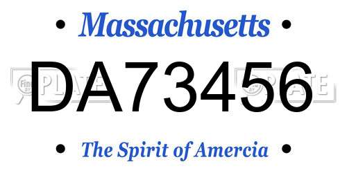DA73456 Massachusetts License Plate