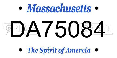 DA75084 Massachusetts License Plate