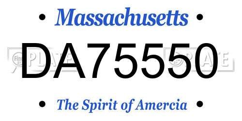 DA75550 Massachusetts License Plate