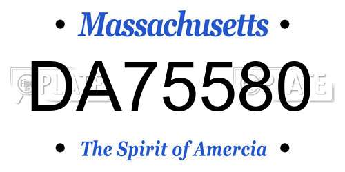 DA75580 Massachusetts License Plate