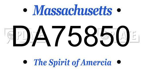 DA75850 Massachusetts License Plate
