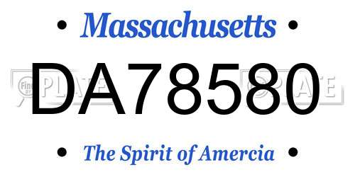 DA78580 Massachusetts License Plate