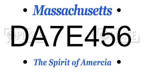 DA7E456 Massachusetts License Plate