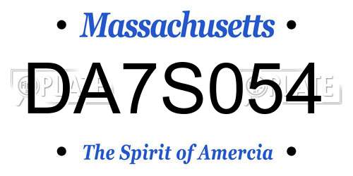 DA7S054 Massachusetts License Plate