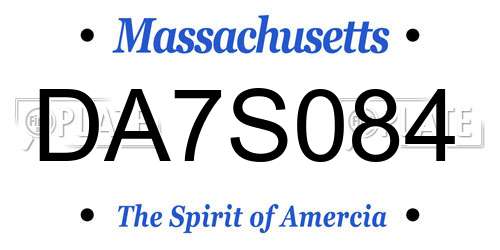 DA7S084 Massachusetts License Plate