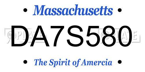 DA7S580 Massachusetts License Plate