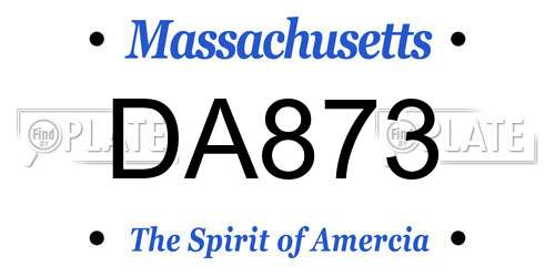 DA873 Massachusetts License Plate