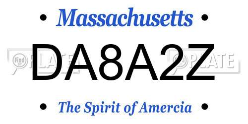 DA8A2Z Massachusetts License Plate