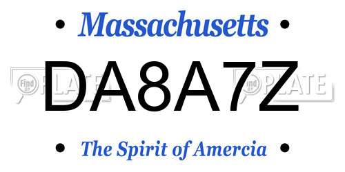DA8A7Z Massachusetts License Plate