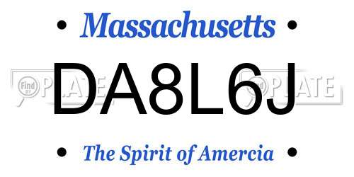 DA8L6J Massachusetts License Plate
