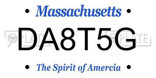 DA8T5G Massachusetts License Plate