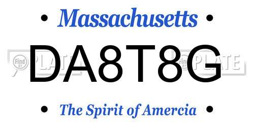 DA8T8G Massachusetts License Plate