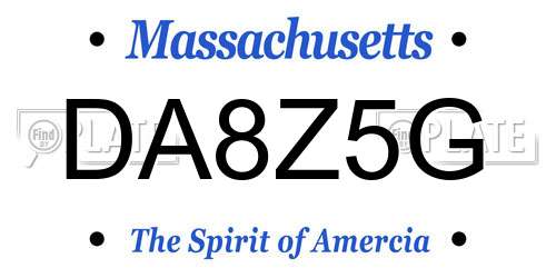DA8Z5G Massachusetts License Plate