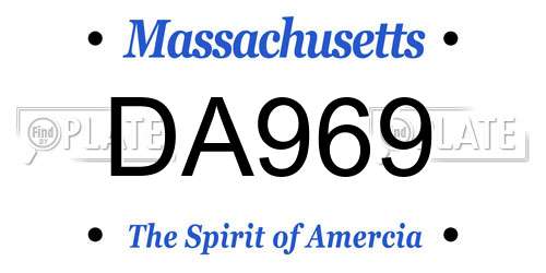 DA969 Massachusetts License Plate