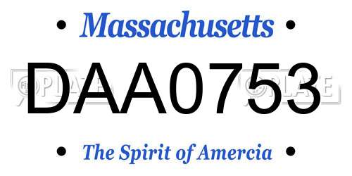 DAA0753 Massachusetts License Plate