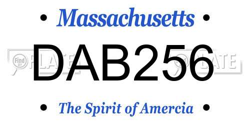 DAB256 Massachusetts License Plate