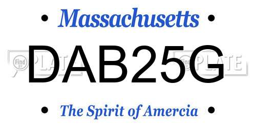 DAB25G Massachusetts License Plate