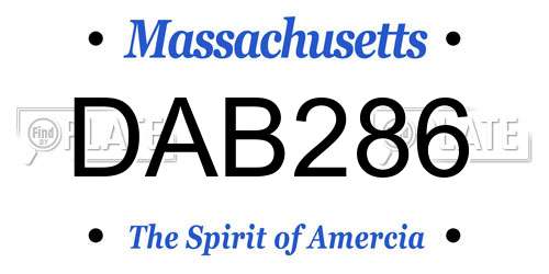 DAB286 Massachusetts License Plate