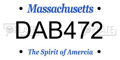 DAB472 Massachusetts License Plate