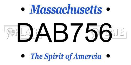 DAB756 Massachusetts License Plate