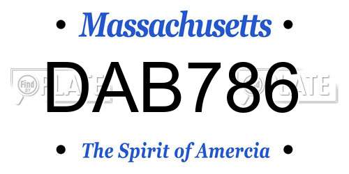 DAB786 Massachusetts License Plate