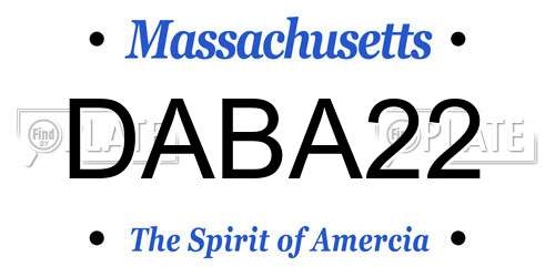 DABA22 Massachusetts License Plate
