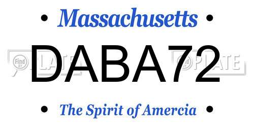 DABA72 Massachusetts License Plate