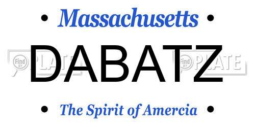 DABATZ Massachusetts License Plate