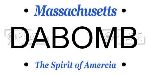 DABOMB Massachusetts License Plate